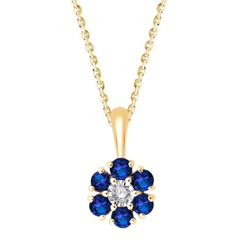 Collier saphir et diamant en or 9 carats