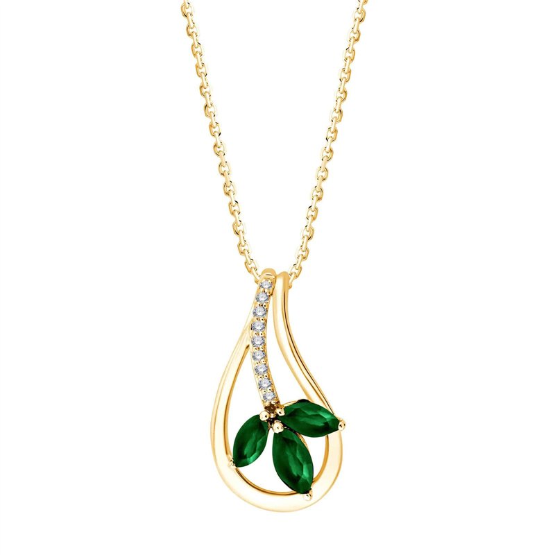 Collier émeraude et diamant en or 9 carats
