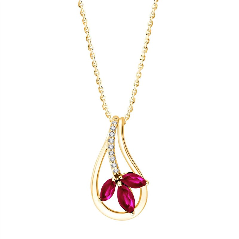 Collier rubis et diamant en or 9 carats