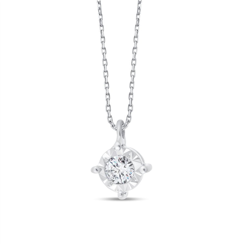 Collier serti clos diamant en or 9 carats