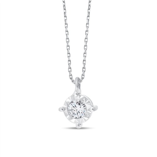 Collier serti clos diamant en or 9 carats