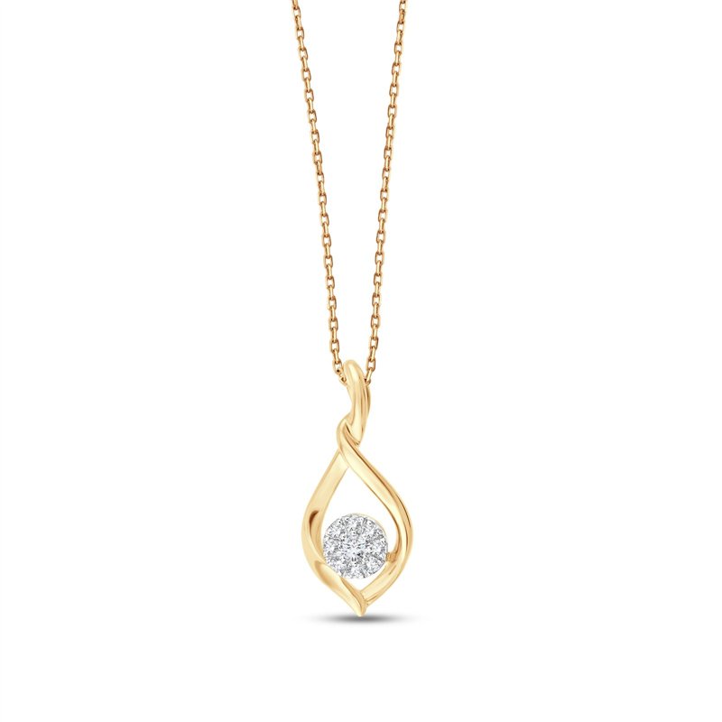 Collier serti clos diamant en or 9 carats