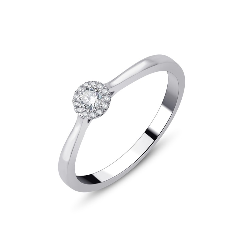 Illusion diamond solitaire in rhodium-plated 750/000 gold