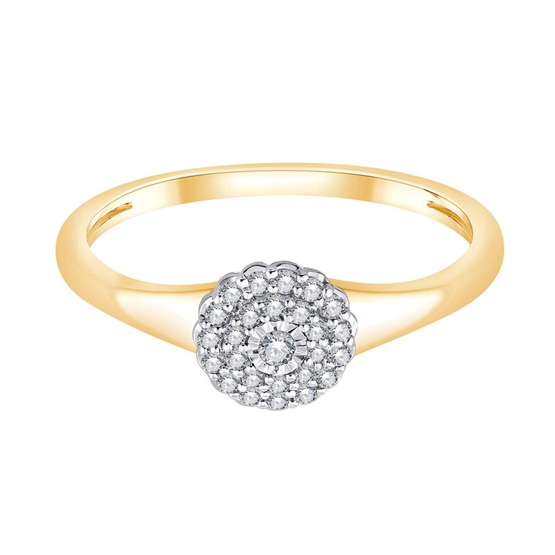 Solitaire entouré serti clos diamant en or 9 carats