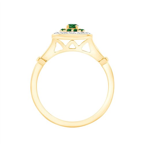 Bague émeraude et diamant en or 9 carats