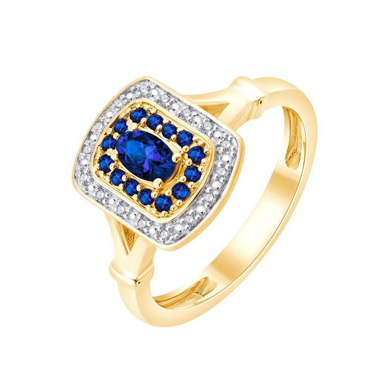 Bague saphir et diamant en or 9 carats