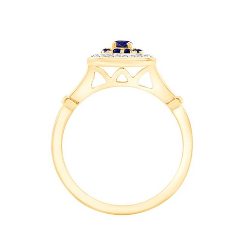 Bague saphir et diamant en or 9 carats