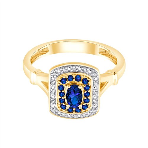 Bague saphir et diamant en or 9 carats
