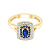 Bague saphir et diamant en or 9 carats