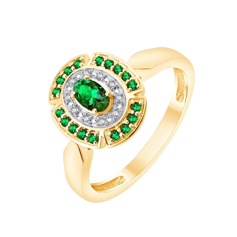 Bague émeraude et diamant en or 9 carats
