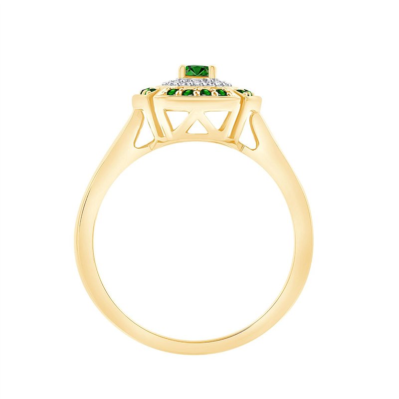 Bague émeraude et diamant en or 9 carats