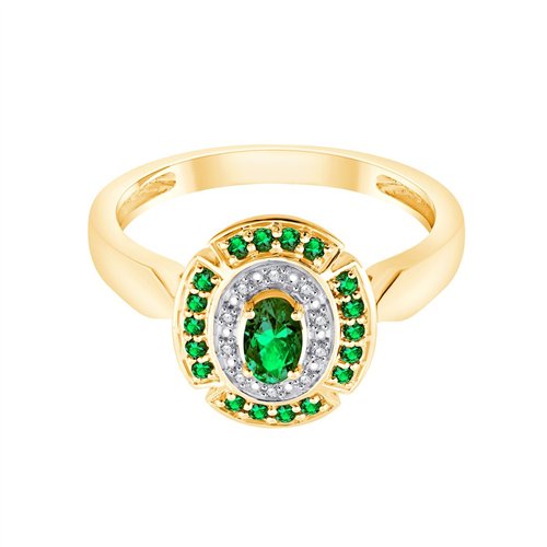 Bague émeraude et diamant en or 9 carats
