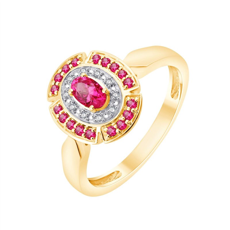 Bague rubis et diamant en or 9 carats