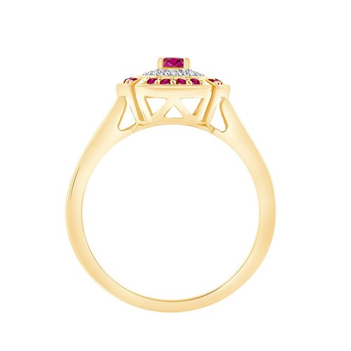 Bague rubis et diamant en or 9 carats