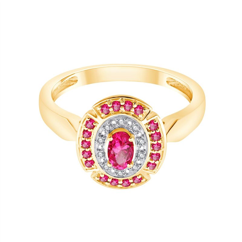 Bague rubis et diamant en or 9 carats