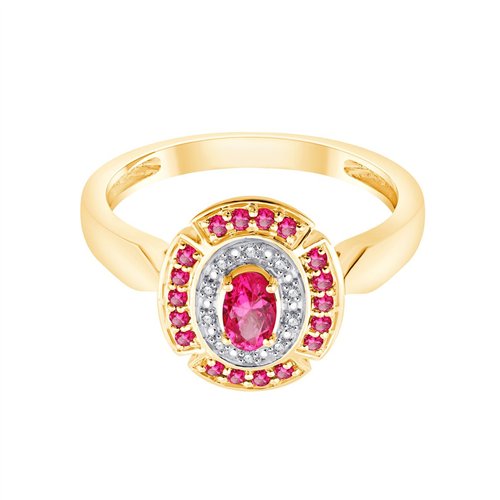 Bague rubis et diamant en or 9 carats
