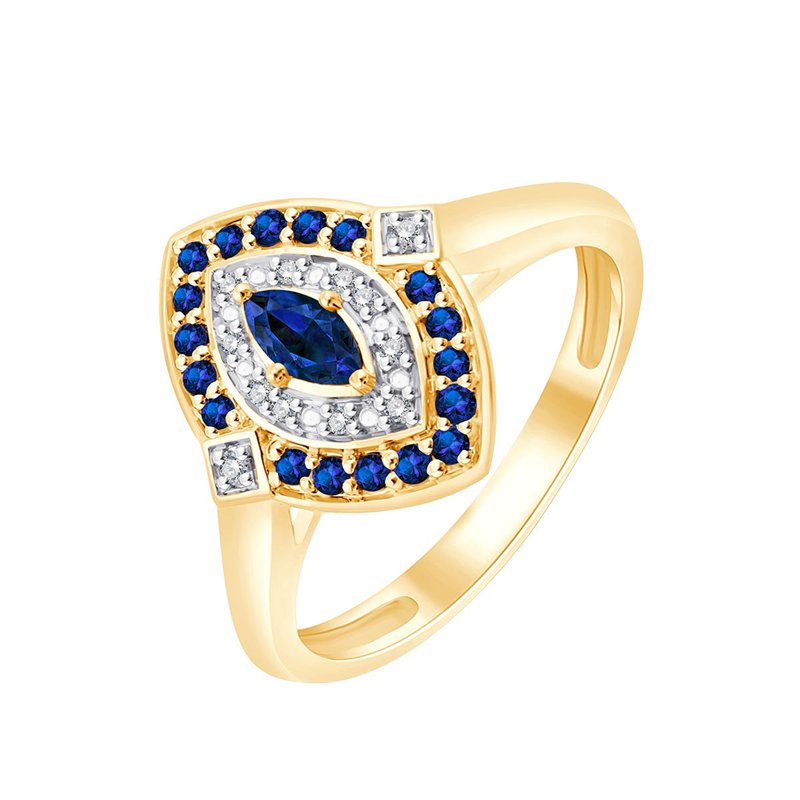 Bague saphir et diamant en or 9 carats