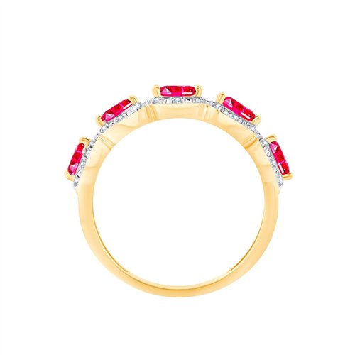 Bague rubis et diamant en or 9 carats