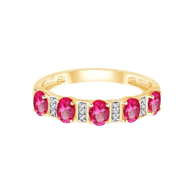 Bague rubis et diamant en or 9 carats