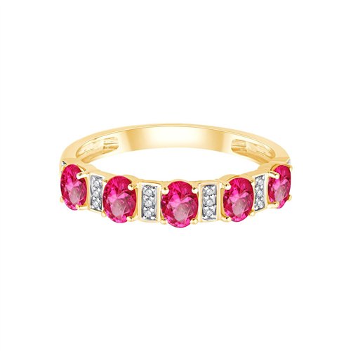 Bague rubis et diamant en or 9 carats