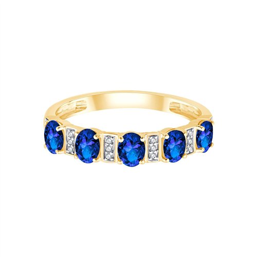 Bague saphir et diamant en or 9 carats