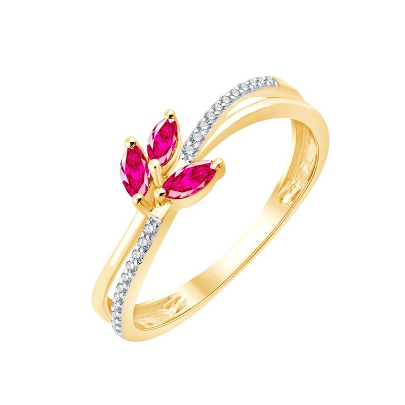 Bague toi et moi rubis et diamant en or 9 carats