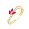 Bague toi et moi rubis et diamant en or 9 carats