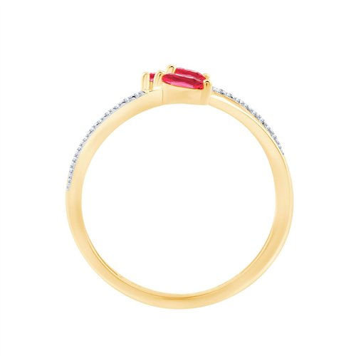 Bague toi et moi rubis et diamant en or 9 carats