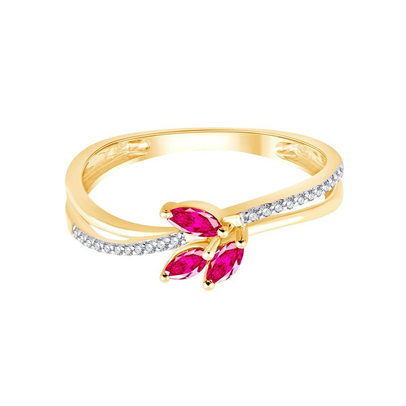 Bague toi et moi rubis et diamant en or 9 carats