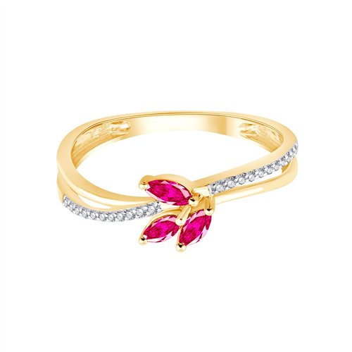 Bague toi et moi rubis et diamant en or 9 carats