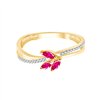 Bague toi et moi rubis et diamant en or 9 carats