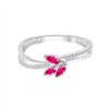 Bague toi et moi rubis et diamant en or 9 carats