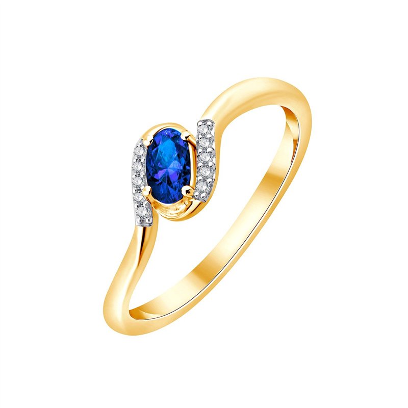 Bague saphir et diamant en or 9 carats