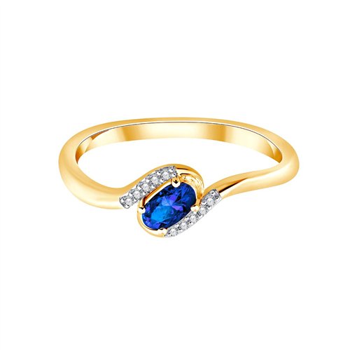 Bague saphir et diamant en or 9 carats