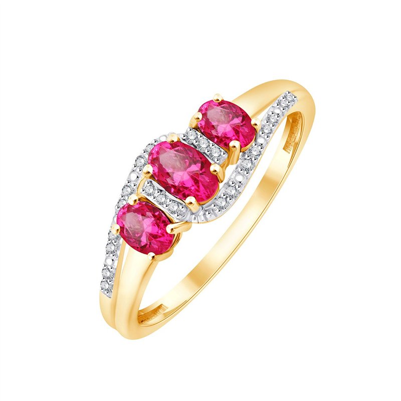 Bague toi et moi rubis et diamant en or 9 carats