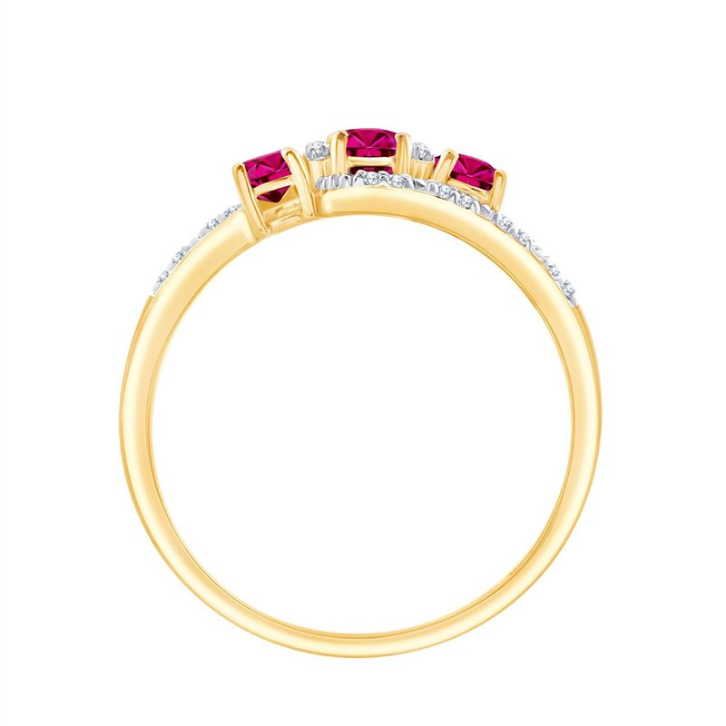 Bague toi et moi rubis et diamant en or 9 carats