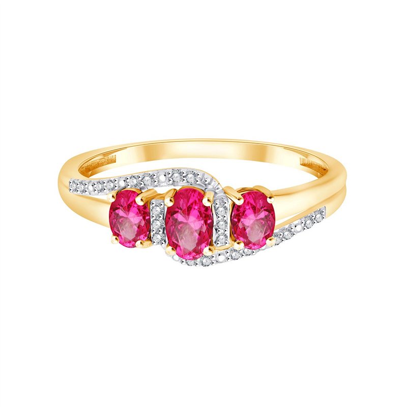 Bague toi et moi rubis et diamant en or 9 carats