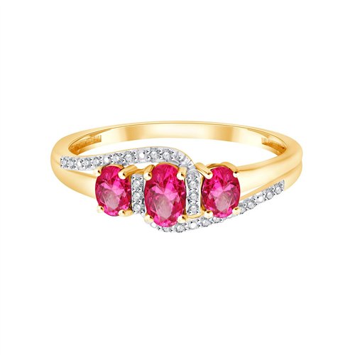 Bague toi et moi rubis et diamant en or 9 carats