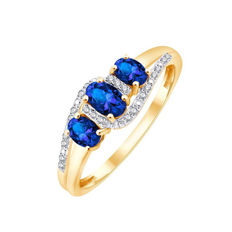 Bague toi et moi saphir et diamant en or 9 carats