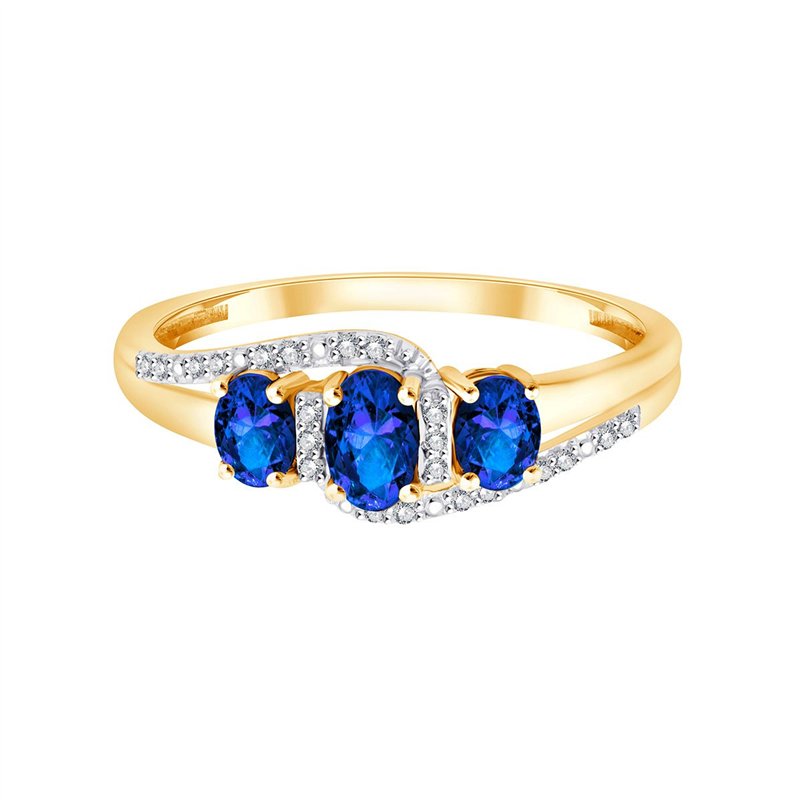 Bague toi et moi saphir et diamant en or 9 carats