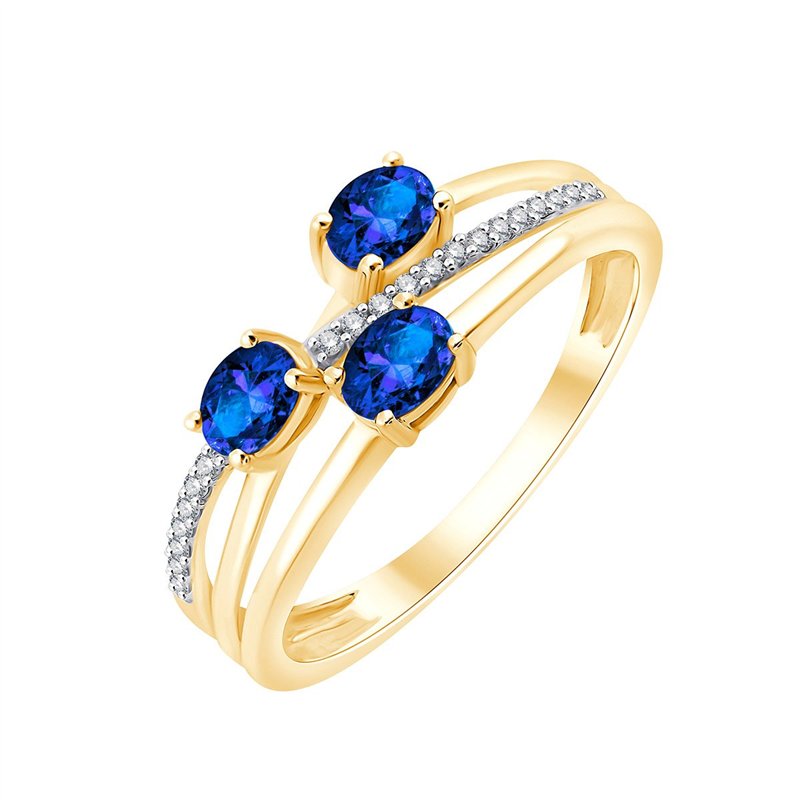 Bague toi et moi saphir et diamant en or 9 carats