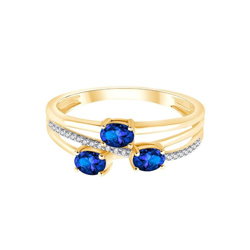 Bague toi et moi saphir et diamant en or 9 carats