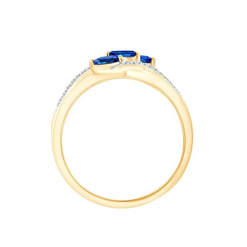 Bague toi et moi saphir et diamant en or 9 carats