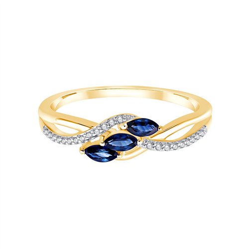 Bague toi et moi saphir et diamant en or 9 carats