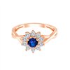 Solitaire entouré saphir et diamant en or 9 carats