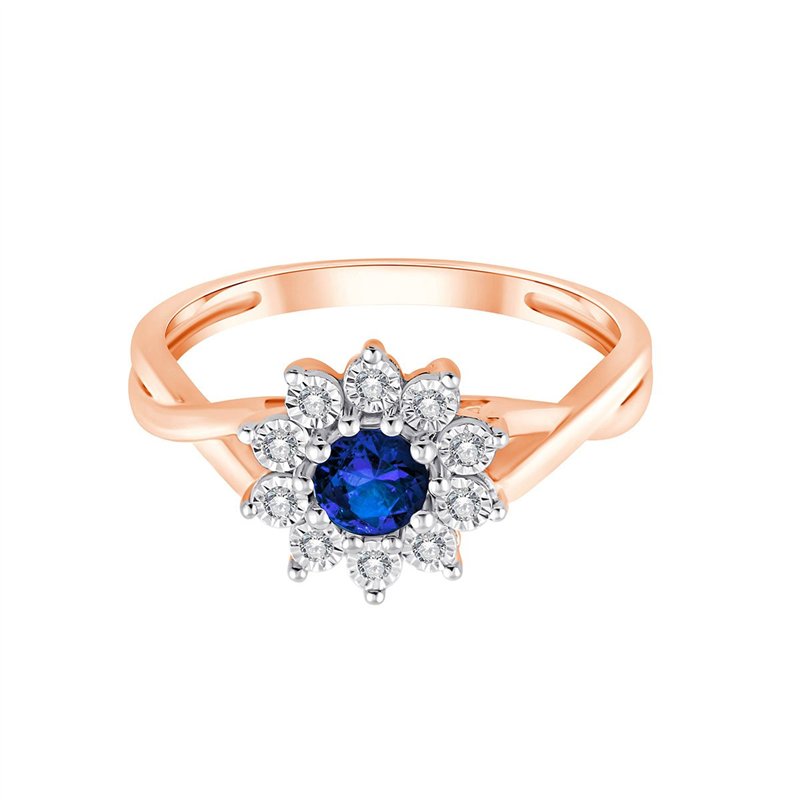 Sapphire and Diamond Halo Solitaire in 9-Carat Gold