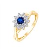 Solitaire entouré saphir et diamant en or 9 carats