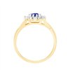 Solitaire entouré saphir et diamant en or 9 carats