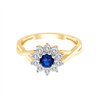 Solitaire entouré saphir et diamant en or 9 carats