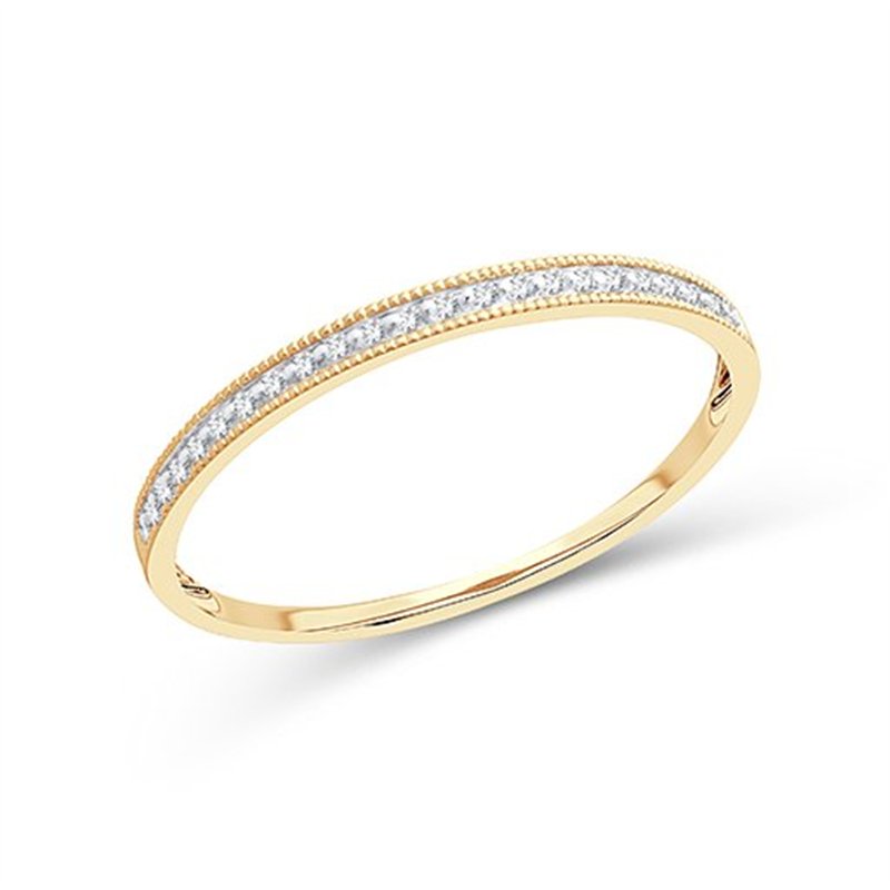 Demi Alliance serti clos diamant en or 9 carats